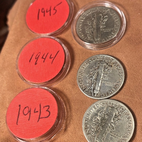 (Lot of 3) choice-gem MERCURY silver U.S. dimes. 1943p, 1944p & 1945 s - Picture 5 of 6
